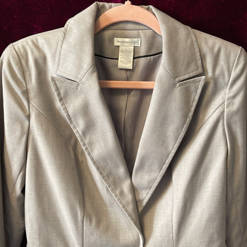 Worthington Beige Blazer Classy Detailed Back Size 6 - Picture 2 of 5
